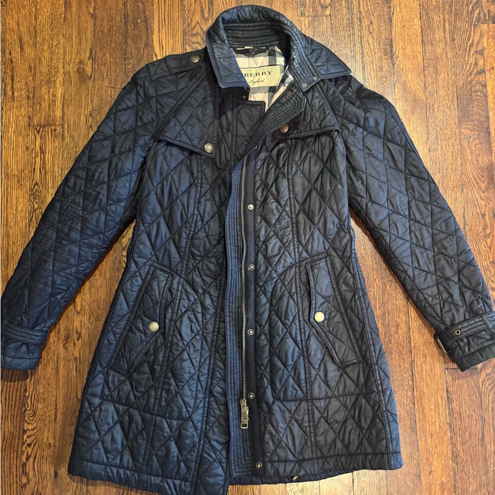 Burberry Black and Gray Quilted Jacket SMALL